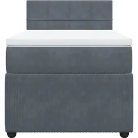 vidaXL Boxspringbett mit Matratze Dunkelgrau 90x200 cm Samt