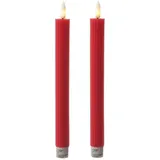 MARELIDA LED Stabkerzen gerillt Tafelkerzen Dinner Spitzkerzen H: 25cm rot 2St.