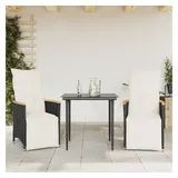 vidaXL Gartensessel mit Kissen 2 Stk. Verstellbar Schwarz Poly Rattan