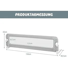 Costway Bettschutzgitter klappbar 150 x 42 cm Grau