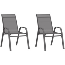 vidaXL Stapelbare Gartenstühle 2 Stk. Grau Textilene