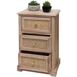 Kommode MCW-K87, Schubladenschrank Schrank, Holz Rattan 63x40x28cm ~ naturfarben