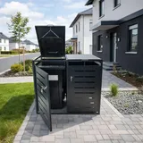 abc HOME Mülltonnenbox 2er Set 240L Metall Anthrazit - Grau