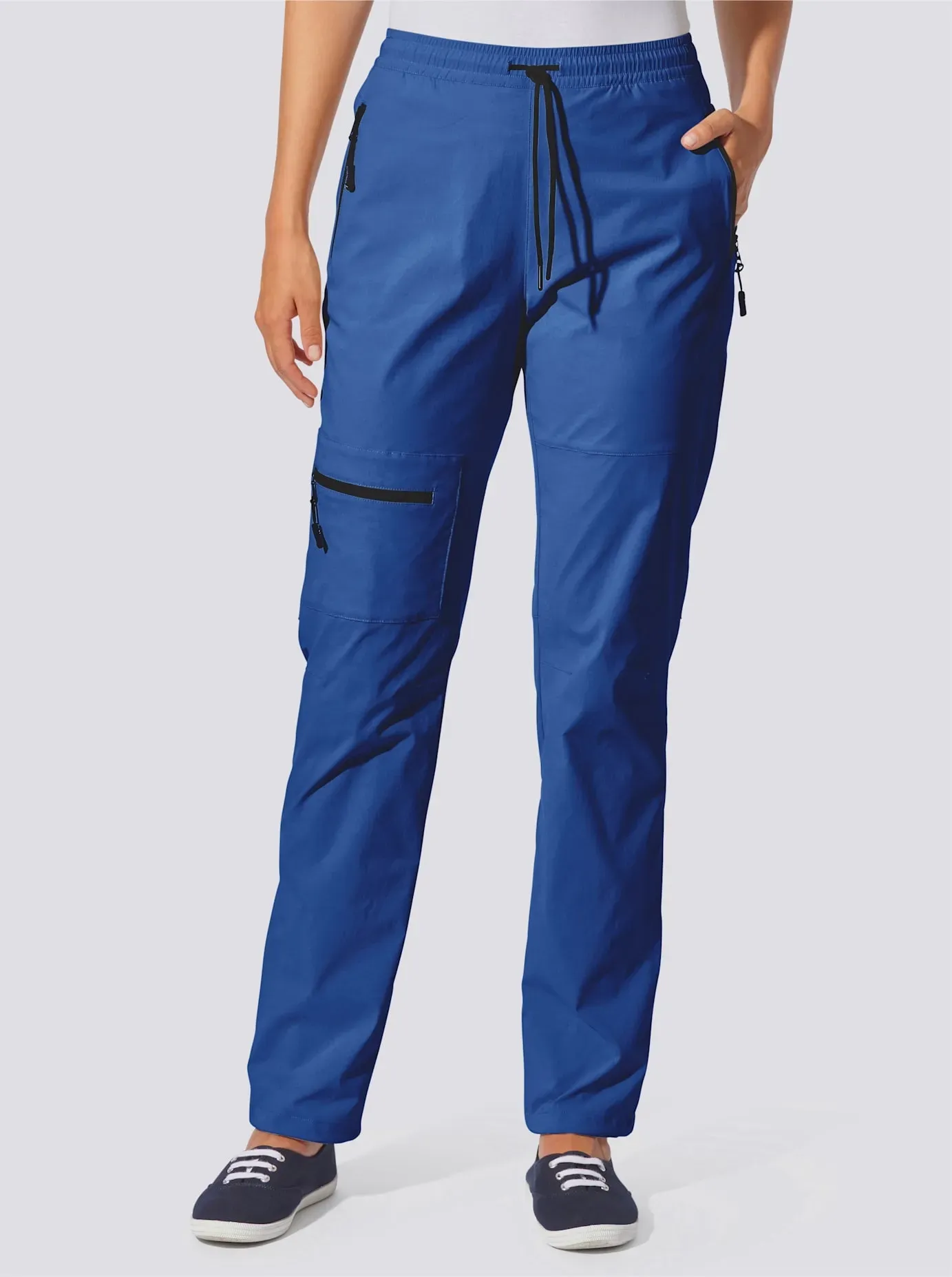 Funktionshose CASUAL LOOKS, Damen, Gr. 50, Normalgrößen, blau (jeansblau), 95% Polyamid, 5% Elasthan, unifarben, Hosen Funktionshose