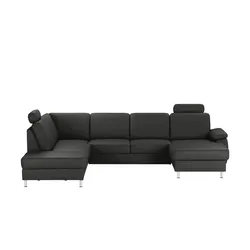 meinSofa Wohnlandschaft mit Sitz- und Rückenbezug aus Leder Kathi , schwarz , Maße (cm): B: 309 H: 86 T: 235