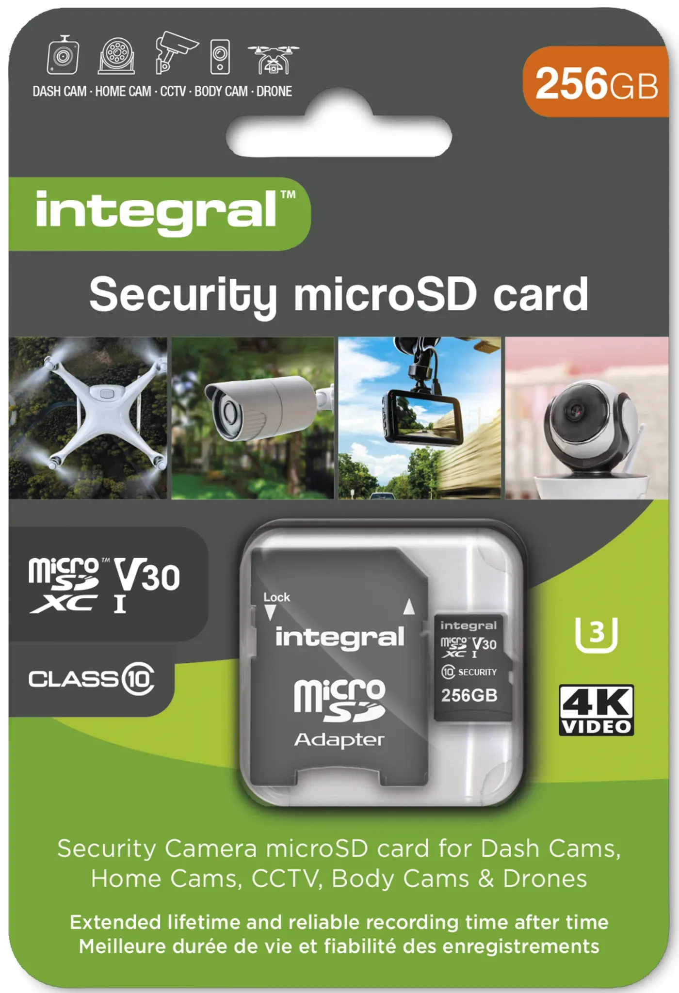 INTEGRAL Security Micro SDXC-Card 256GB UHS-1 V30 R100/W60 MB/s
