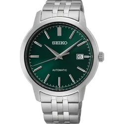 Automatikuhr SEIKO, silber (silberfarben, dunkelgrün), Armbanduhren, Herren, Armbanduhr, Herrenuhr, Datum, Edelstahlarmband
