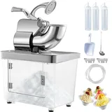 Eiscrusher 3000W - Smoothie-Maker Maschine mit 34L Eisspeicherkapazität - Silbriger Edelstahl Smoothie Mixer mit Doppelschneidkopf.