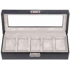 SACHER Uhrenetui für 5 Uhren carvon/schwarz (Leder)