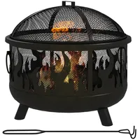 Outsunny Feuerschale Feuerkorb Feuerstelle mit Funkenschutz Grillrost Garten BBQ