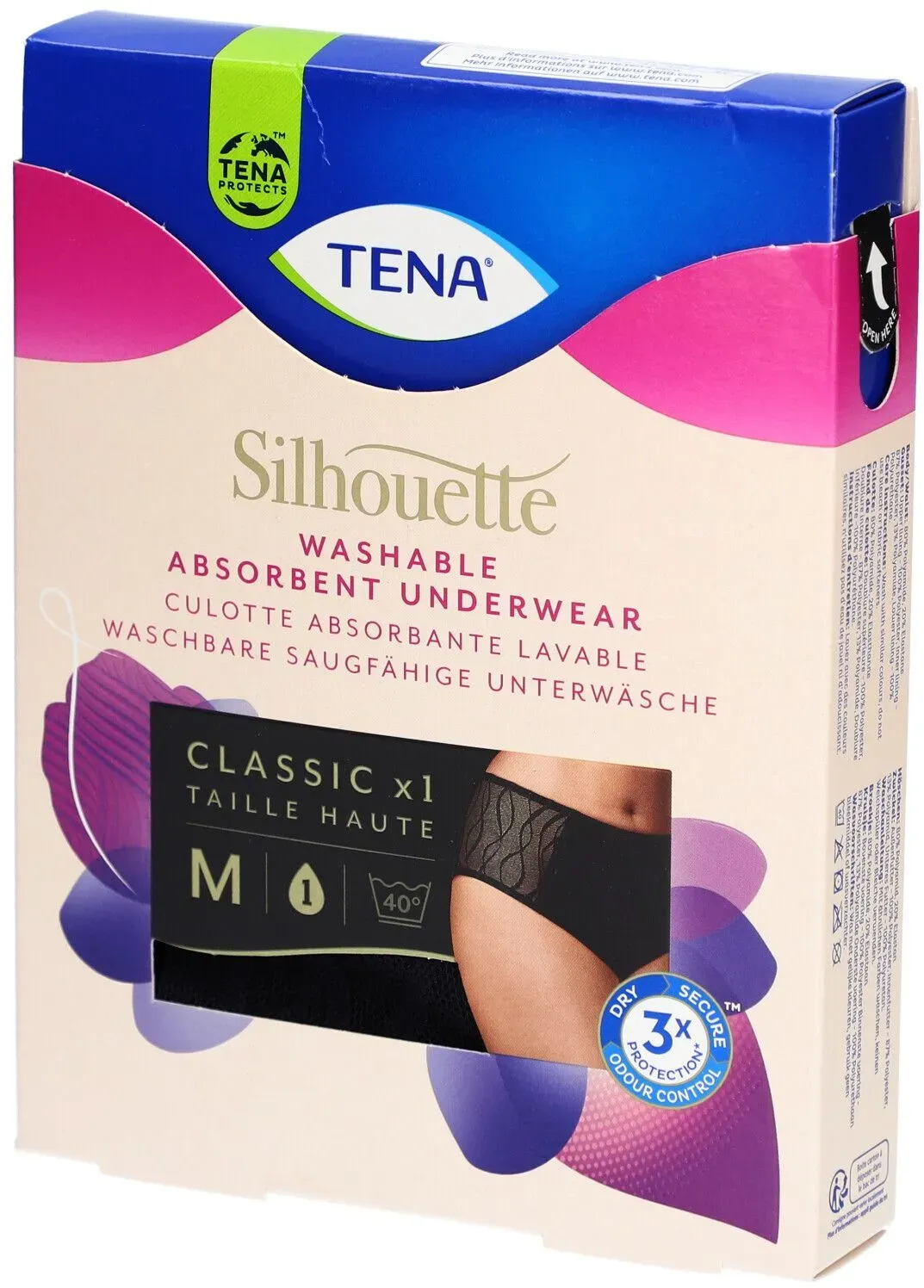 Tena Silhouette Waschbarer Slip Hohe Taille M - Schwarz