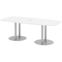 Bümö Konferenztisch weiß, Silber, Meetingtisch für 8 Personen, XL-Tisch