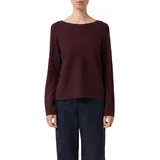 Comma, Strickpullover mit Rundhalsausschnitt, Bordeaux, 40