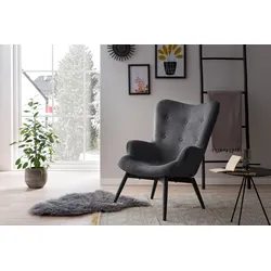 Sessel SALESFEVER, grau (dunkelgrau), B:80cm H:92cm T:99cm, 100% Polyester, Sessel, Lounge-Sessel, Zierknöpfe in der Rückenlehne