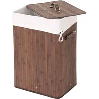 Mendler Wäschekorb HWC-C21, Laundry Wäschebox Wäschesammler Wäschebehälter Wäschetonne, Bambus