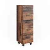 Vicco Midischrank Ilias Eiche Rustikal 30 x 95 cm mit 5 Schubladen