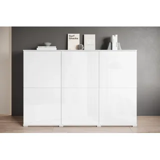 INOSIGN Highboard »Kenia, moderne grifflose Hochkommode mit 6 Türen, Breite 180 cm«, (1 St.), Push-to-Open-Fronten, höhenverstellbaren Einlegeböden, weiß