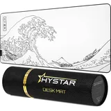 hystar Erweitertes Gaming-Mauspad | XXL 91,4 x 40,6 cm | 5 mm Dicke, wasserdichte Oberfläche, glattes Polyestergewebe und Naturkautschuk-Basis | The Great Wave (weiß)