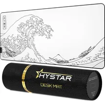 hystar Erweitertes Gaming-Mauspad | XXL 91,4 x 40,6 cm | 5 mm Dicke, wasserdichte Oberfläche, glattes Polyestergewebe und Naturkautschuk-Basis | The Great Wave (weiß)