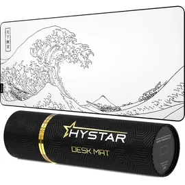 hystar Erweitertes Gaming-Mauspad | XXL 91,4 x 40,6 cm | 5 mm Dicke, wasserdichte Oberfläche, glattes Polyestergewebe und Naturkautschuk-Basis | The Great Wave (weiß)