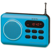 ICES IMPR-112 blau tragbares FM PLL Radio Kofferradio LED MicroSD