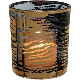 creativ home Teelichthalter LEOPARD Glas Gold