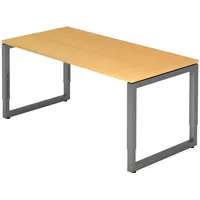 Bümö Schreibtisch Buche, Graphit, Nachbildung,Buche, Rechteckig, 160x74x80 cm, FSC
