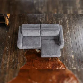 KAWOLA Big Sofa KIANA 3-Sitzer Funktionssofa Kopfstütze verstellbar Cord anthrazit