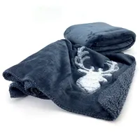 Heimtexland ® Kuscheldecke Hirsch Fell Imitat Wohndecke flauschig warm