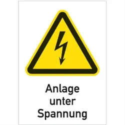 Schild Anlage unter Spannung, Kombischild, Kunststoff, 210x297 mm
