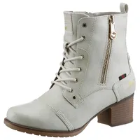 Mustang Schnürstiefelette Stiefelette, Herbstschuh mit Zierreißverschluss außen Gr. 39, offwhite, , 30917566-39