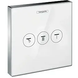 hansgrohe ShowerSelect Unterputzventil 15736400 3 Verbraucher, Glas weiß-chrom