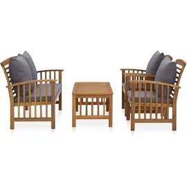 vidaXL Garten-Lounge-Set 4-tlg. natur/dunkelgrau