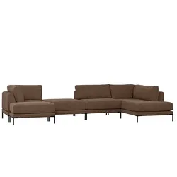 Wohnzimmer Couch XXL in Braun Stoff fünf Sitzplätzen (fünfteilig)
