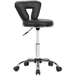 Yaheetech Rollhocker mit Rückenlehne Höhenverstellbar Drehhocker mit Rollen 360° Drehbar Bürohocker Arbeitshocker für Bar/Salon/Arztpraxis/Werkstatt