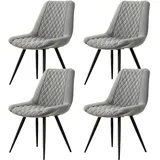 Hti-Living Esszimmerstuhl Astrid Kunstleder grau 4er Set