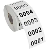 1000 Stück 1 bis 1000 fortlaufende Zahlenetiketten, Inventar, nummerierte Aufkleber, Rolle, selbstklebende Klassifizierungsnummern, Umzugskarton, Nummerierungsaufkleber, Zählaufkleber, Etiketten für