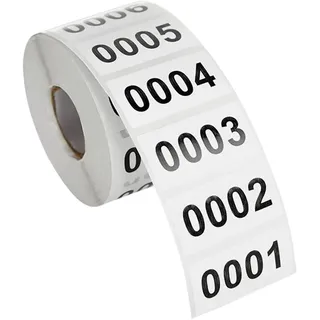 1000 Stück 1 bis 1000 fortlaufende Zahlenetiketten, Inventar, nummerierte Aufkleber, Rolle, selbstklebende Klassifizierungsnummern, Umzugskarton, Nummerierungsaufkleber, Zählaufkleber, Etiketten für
