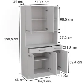 Vicco Küchenbuffet Raul 100,1 x 188,5 x 46 cm Weiß