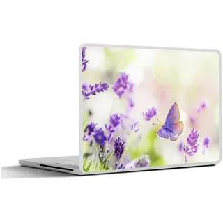 MuchoWow Laptop-Aufkleber Lavendel - Schmetterling - Blumen, (1tlg), Selbstklebendes Laptop Folien Cover, Sticker, Kratzschutz, 40x30 cm bunt Ø 50.00 cm x 40 cm x 30 cm