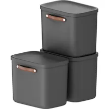 Rotho Stapelbox Maloja 39,5 x 26,5 x 34 cm 3-tlg. schwarz