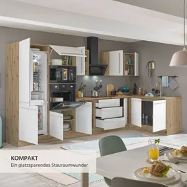 kochstation Winkelküche Florida L-Form 330 cm weiß