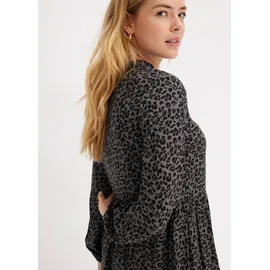 bonprix Midikleid Leomuster Grau 46