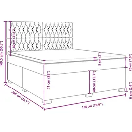 vidaXL Boxspringbett mit Matratze Creme 180x200 cm Stoff