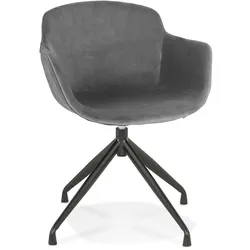 Kadima Design Küchenstuhl Dunkelgrau Velours | 59cm Tiefe | Drehsessel | Ergonomische Rückenlehne | Metall Gestell