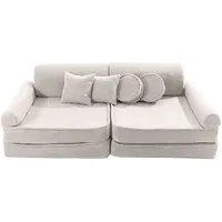 MeowBaby Kindersofa,, Ecru, Textil, 160x48x80 cm, Kinder- & Jugendzimmer, Kindermöbel, Kindersitzmöbel & -tische, Kindersessel & -sofas