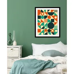 Bild QUEENCE "Christine", bunt (farbe rahmen: schwarz, farbe bild(er): bunt), B:50cm H:70cm, Acrylglas, Papier, Holz, Bilder, HD Premium Poster-Druck inkl. Holzrahmen
