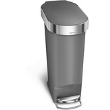 simplehuman Treteimer mit Beutel-Klemmrand, grauer Kunststoff, 40 Liter