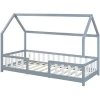 [en.casa] Kinderbett Sisimiut 90 x 200 cm Kiefer lackiert grau/weiß