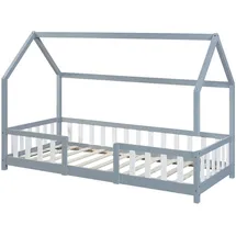 [en.casa] Kinderbett Sisimiut 90 x 200 cm Kiefer lackiert grau/weiß